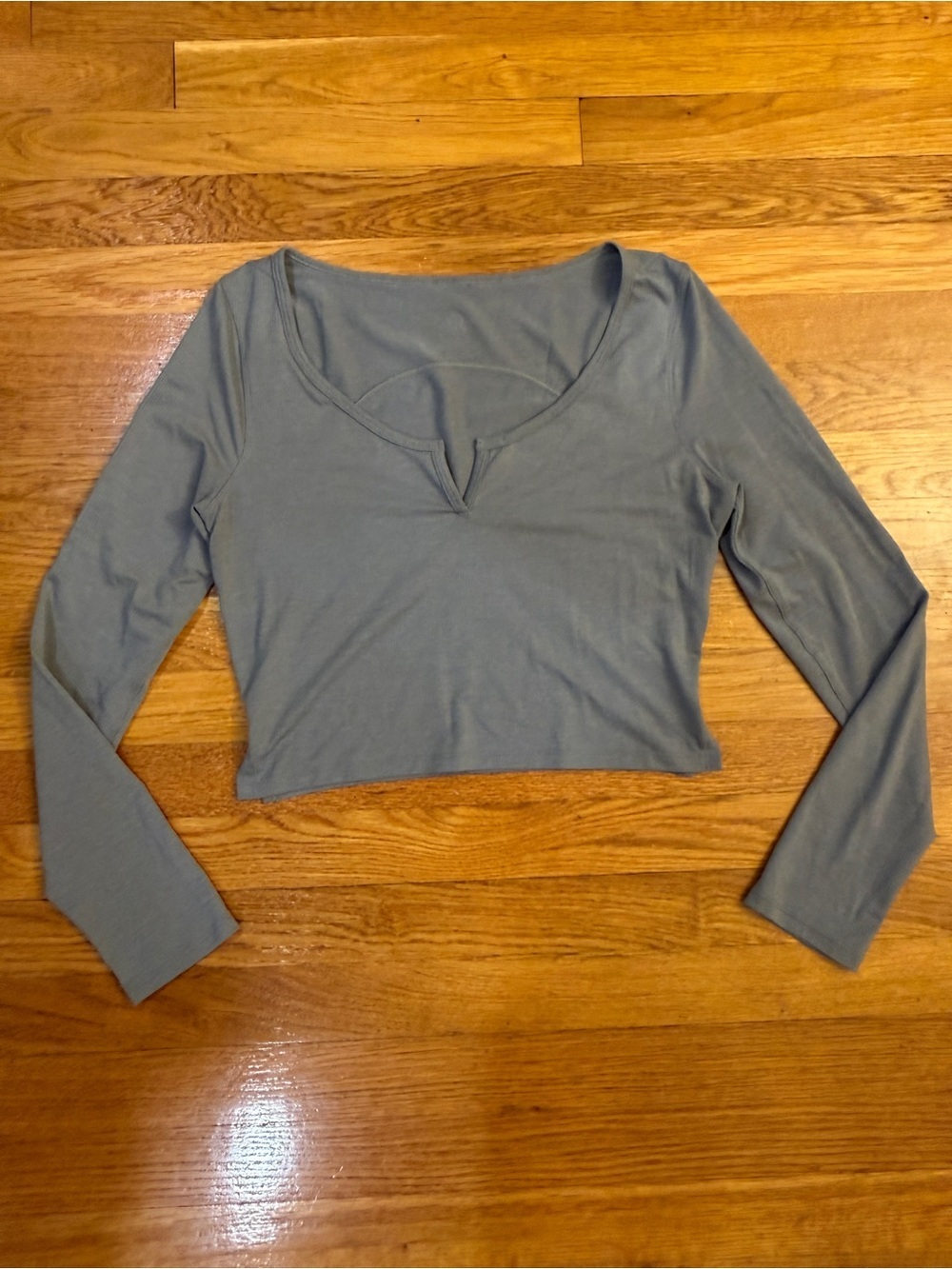 Lululemon Cropped Henley Long Sleeve Heathered Asphalt Grey / White - Est. Small